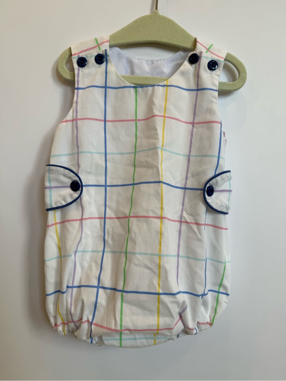 Multicolor Pastel Windowpane Baby Bubble Romper